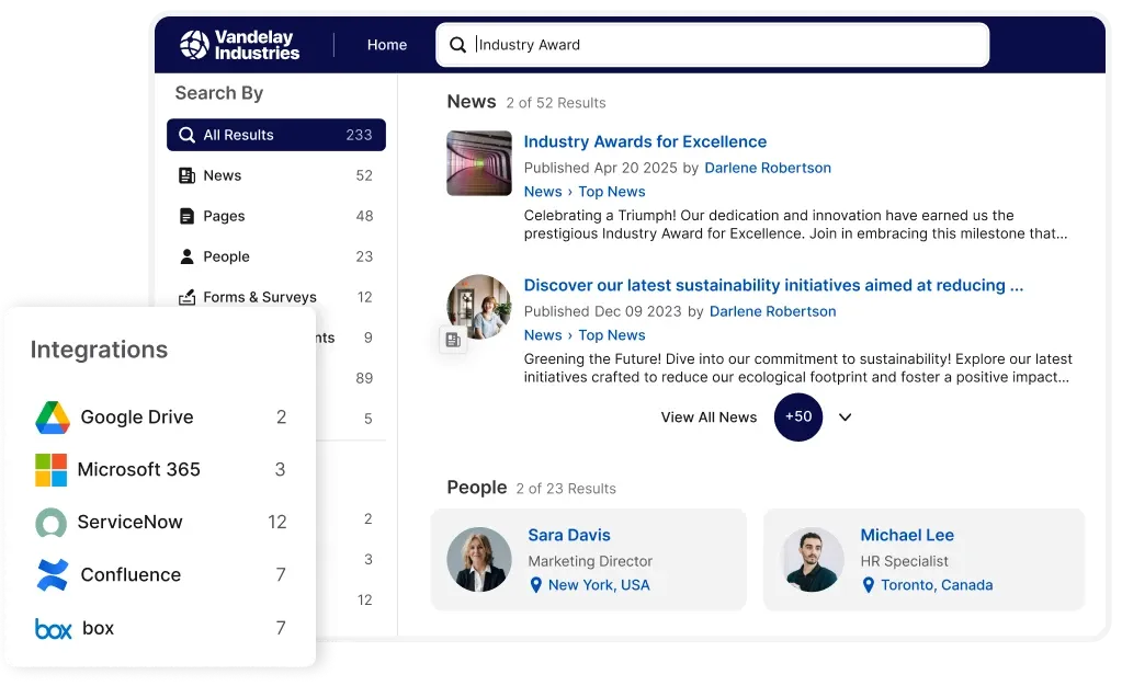 Staffbase Search preview